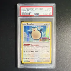 Pokemon Snorlax SWSH068 SWSH Promo Prerelease Holo English PSA 10 2020 - Image 1