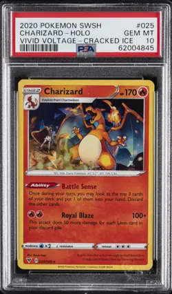 2020 POKEMON SWORD & SHIELD VIVID VOLTAGE CRACKED ICE #025 CHARIZARD-HOLO PSA 10 - Image 1