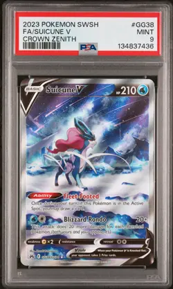 2023 POKEMON SWORD & SHIELD CROWN ZENITH #GG38 FULL ART/SUICUNE V PSA 9 - Image 1