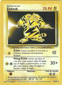 Elektek (20/102) French Base Set - Pokemon Electabuzz - NM-LP - Image 1
