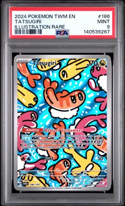 2024 POKEMON TWM EN-TWILIGHT MASQUERADE ILLUSTRATION RARE #186 TATSUGIRI PSA 9 - Image 1