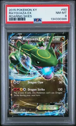 2015 POKEMON XY ROARING SKIES #60 RAYQUAZA EX PSA 8 - Image 1