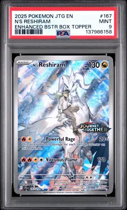 2025 POKEMON JTG EN-JOURNEY TOGETHER #167 N'S RESHIRAM PSA 9 - Image 1