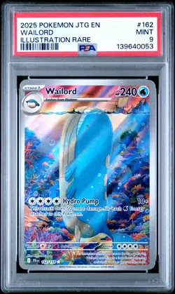 2025 POKEMON JTG EN-JOURNEY TOGETHER ILLUSTRATION RARE #162 WAILORD PSA 9 - Image 1