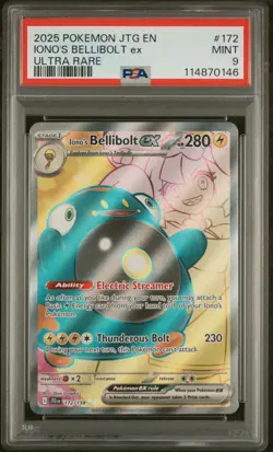 2025 POKEMON JTG EN-JOURNEY TOGETHER ULTRA RARE #172 IONO'S BELLIBOLT EX PSA 9 - Image 1