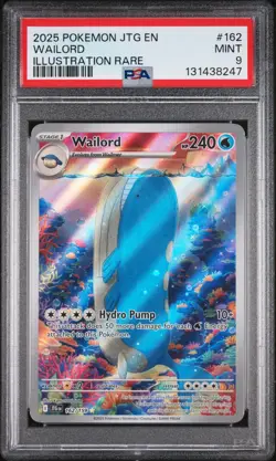 2025 POKEMON JTG EN-JOURNEY TOGETHER ILLUSTRATION RARE #162 WAILORD PSA 9 - Image 1