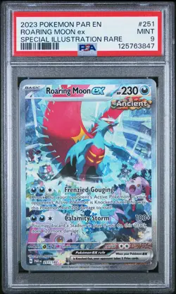 2023 POKEMON PAR EN-PARADOX RIFT SPECIAL ILLUSTRATION RARE ROARING MOON EX PSA 9 - Image 1