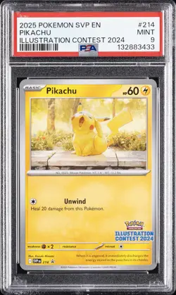 2025 POKEMON SVP EN-SV BLACK STAR PROMO ILLUSTRATION CONTEST 2024 PIKACHU PSA 9 - Image 1