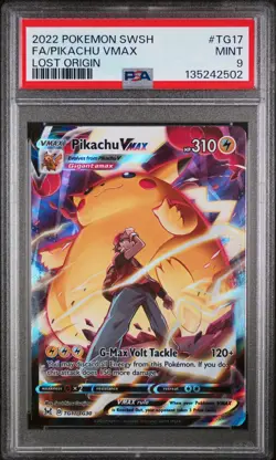 2022 POKEMON SWORD & SHIELD LOST ORIGIN #TG17 FULL ART/PIKACHU VMAX PSA 9 - Image 1