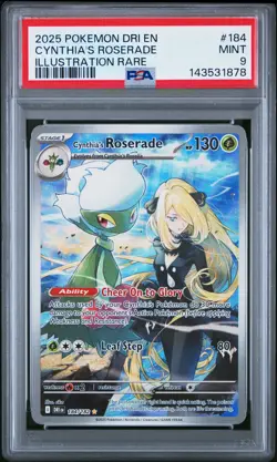 2025 POKEMON DRI EN-DESTINED RIVALS ILLUSTRATION RARE CYNTHIA'S ROSERADE PSA 9 - Image 1