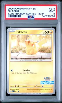 2025 POKEMON SVP EN-SV BLACK STAR PROMO ILLUSTRATION CONTEST 2024 PIKACHU PSA 9 - Image 1
