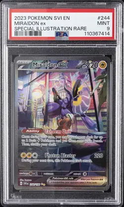 2023 POKEMON SVI EN-SCARLET & VIOLET SPECIAL ILLUSTRATION RARE MIRAIDON EX PSA 9 - Image 1