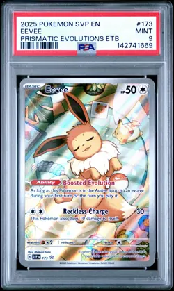 2025 POKEMON SVP EN-SV BLACK STAR PROMO #173 EEVEE PSA 9 - Image 1