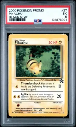 2000 POKEMON PROMO BLACK STAR #27 PIKACHU PSA 5 - Image 1