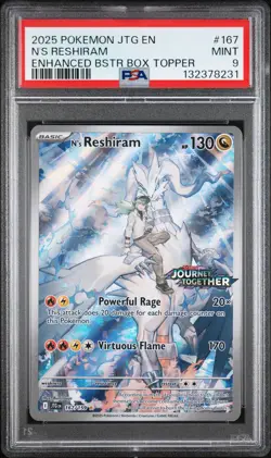 2025 POKEMON JTG EN-JOURNEY TOGETHER #167 N'S RESHIRAM PSA 9 - Image 1