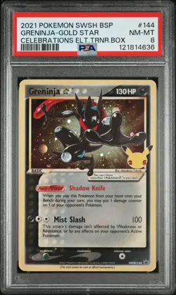 2021 POKEMON SWSH BLACK STAR PROMO #144 GRENINJA-GOLD STAR PSA 8 - Image 1