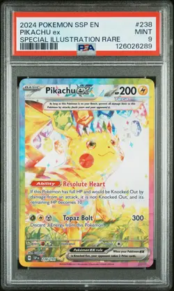2024 POKEMON SSP EN-SURGING SPARKS SPECIAL ILLUSTRATION RARE PIKACHU EX PSA 9 - Image 1