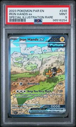 2023 POKEMON PAR EN-PARADOX RIFT SPECIAL ILLUSTRATION RARE IRON HANDS EX PSA 9 - Image 1