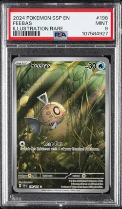 2024 POKEMON SSP EN-SURGING SPARKS ILLUSTRATION RARE #198 FEEBAS PSA 9 - Image 1