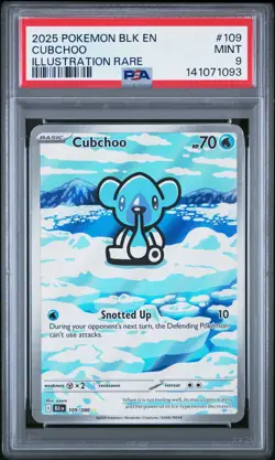 2025 POKEMON BLK EN-BLACK BOLT ILLUSTRATION RARE #109 CUBCHOO PSA 9 - Image 1