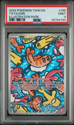 2024 POKEMON TWM EN-TWILIGHT MASQUERADE ILLUSTRATION RARE #186 TATSUGIRI PSA 9 - Image 1