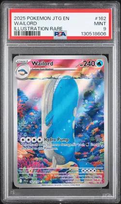 2025 POKEMON JTG EN-JOURNEY TOGETHER ILLUSTRATION RARE #162 WAILORD PSA 9 - Image 1