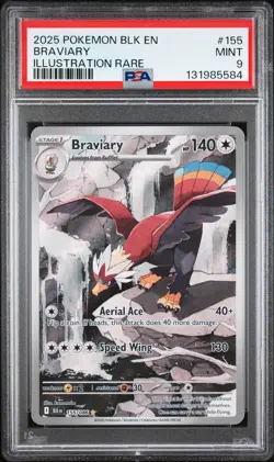 2025 POKEMON BLK EN-BLACK BOLT ILLUSTRATION RARE #155 BRAVIARY PSA 9 - Image 1