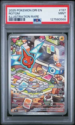 2025 POKEMON DRI EN-DESTINED RIVALS ILLUSTRATION RARE #197 ROTOM PSA 9 - Image 1