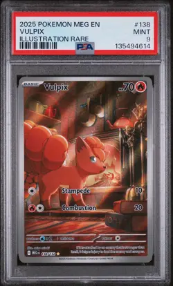 2025 POKEMON MEG EN-MEGA EVOLUTION ILLUSTRATION RARE #138 VULPIX PSA 9 - Image 1