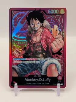 One Piece TCG MONKEY.D. LUFFY ENGLISH PRE-ERRATA FOIL LEADER ST01-001 EN *LP* - Image 1