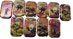 10x EMPTY Pokemon TCG Shrouded Fable Mini Tins 2 Sets - NO CARDS COIN ART - #1 - Image 1