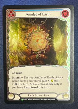 FAB LGS063 Amulet of Earth COLD FOIL Promo Earth Action Item Flesh & Blood TCG - Image 1