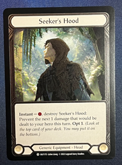 FAB OUT175 Seeker's Hood COLD FOIL Generic Equipment Flesh & Blood TCG - Image 1