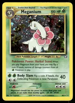 2# Pokemon Cards Meganium 10/111 UNLIMITED Neo Genesis Holo Rare - Image 1