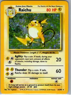 Raichu 14/102 Holo Base Set - Pokemon Card - LP - Image 1