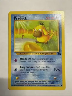 1999 Pokemon TCG Fossil Set Psyduck Common Card 53/62 - Image 1