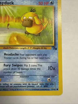 1999 Pokemon TCG Fossil Set Psyduck Common Card 53/62 - Image 4