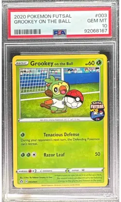 2020 Pokemon Futsal Promos Grookey on the Ball #003/005 PSA 10 - Image 1