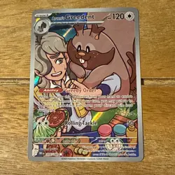Pokemon TCG Arven's Greedent Destined Rivals Illustration Rare Card 205/182 NM - Image 1