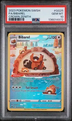 2023 Pokemon Crown Zenith #GG25 Full Art Bibarel PSA 10 Card GEM MINT! Free Ship - Image 1