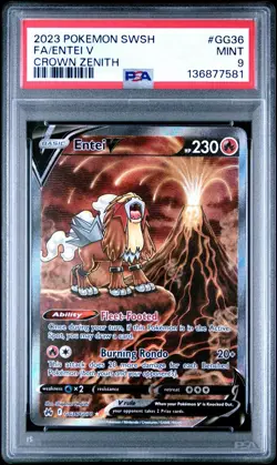 Pokemon TCG Entei V GG36/GG70 Crown Zenith Galarian Gallery Ultra PSA 9 - Image 1