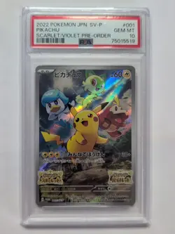 2022 Pokemon Japanese SV Promo Pikachu #001 Scarlet/Violet Pre-Order PSA 10 GEM - Image 1