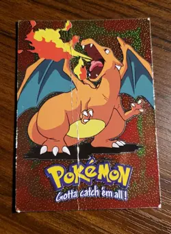Pokemon TCG Topps Charizard E6 of 12 Movie Edition Holo Foil Black Logo HP #06 - Image 1