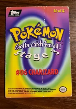 Pokemon TCG Topps Charizard E6 of 12 Movie Edition Holo Foil Black Logo HP #06 - Image 2
