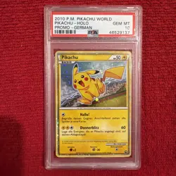 2010 Pikachu World Collection Pikachu German Holo Pokemon Card PSA 10 - Image 1