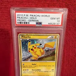 2010 Pikachu World Collection Pikachu German Holo Pokemon Card PSA 10 - Image 2