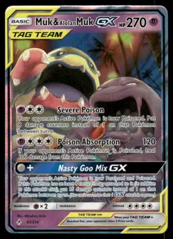 2# Pokemon Cards Muk & Alolan Muk GX 61/214 Unbroken Bonds Holo Rare GX - Image 1