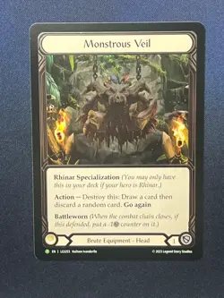 FAB LGS253 Monstrous Veil COLD FOIL Brute Equipment Head Flesh and Blood Promo - Image 1