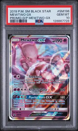 2019 POKEMON SM BLACK STAR PROMO DETECTIVE PIKACHU MEWTWO-GX MEWTWO GX PSA 10 - Image 1