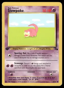 2# Pokemon Cards Slowpoke 55/62 1ST EDITION Fossil Common - Image 1